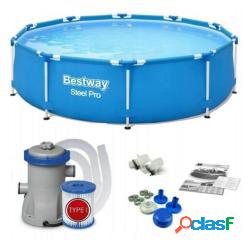 Bestway 56681 piscina frame tonda steel pro filtro 366x76 cm