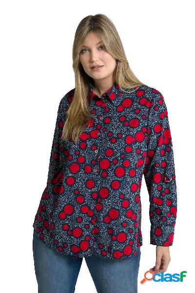 Blusa a pallini con bottoni color oro, maniche lunghe e