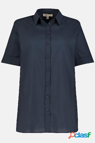 Blusa con orlo arrotondato e mezze maniche, in cotone