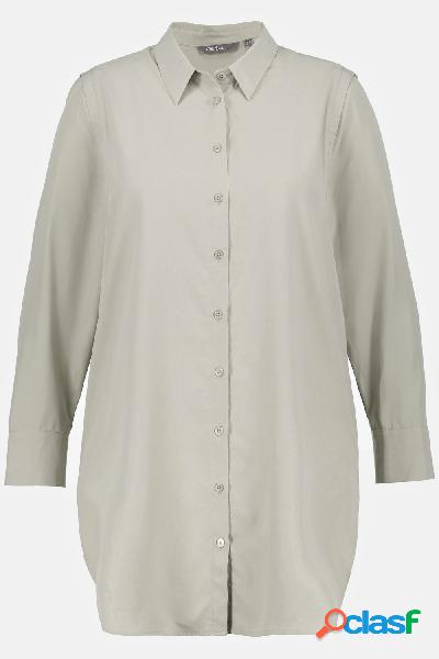 Blusa con piega sulla spalla, colletto da camicia e maniche