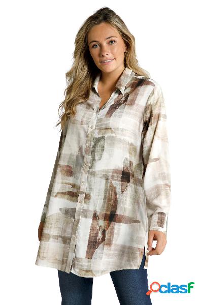 Blusa con stampa, colletto da camicia e maniche lunghe,