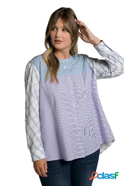 Blusa dal taglio oversize a righe con colletto alto e