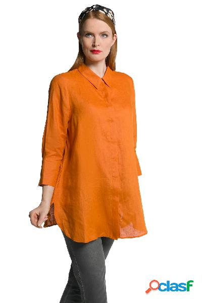 Blusa di lino dal taglio svasato con colletto da camicia e