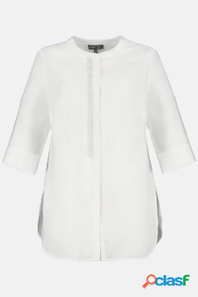 Blusa di lino, leggermente velata, decorazioni con perline,