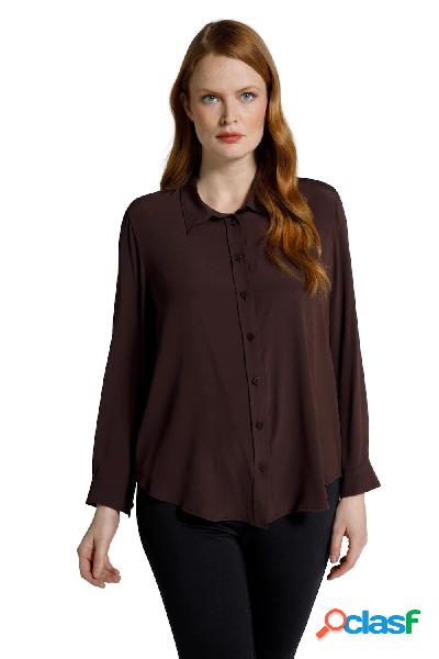 Blusa di misto seta con colletto da camicia e maniche