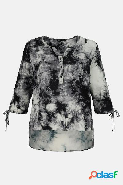 Blusa, fantasia in stile batik, fiocchi sulle maniche, retro