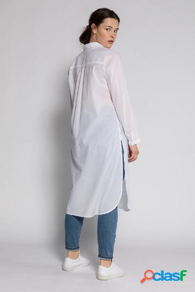 Blusa lunga con colletto da camicia e maniche lunghe, Donna,