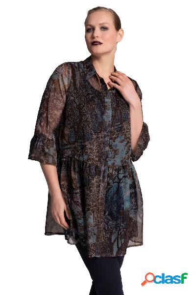 Blusa lunga con design ispirato a un panorama, colletto da