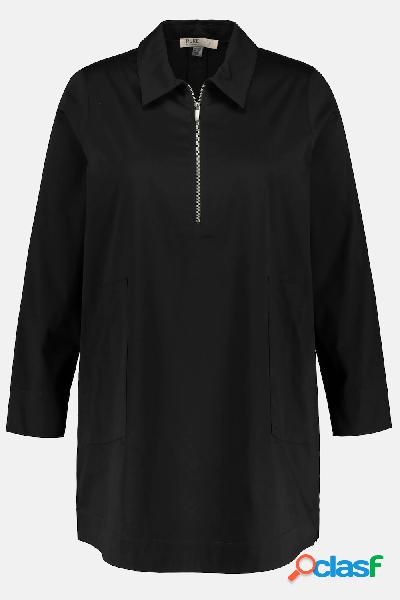 Blusa lunga dal taglio svasato in cotone biologico con zip e