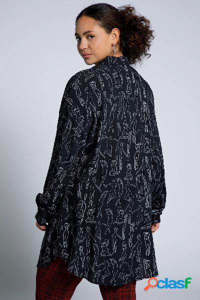 Blusa oversize con colletto da camicia, maniche lunghe e
