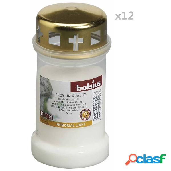 Bolsius 12 Pz Candele Commemorative con Tappo Trasparenti