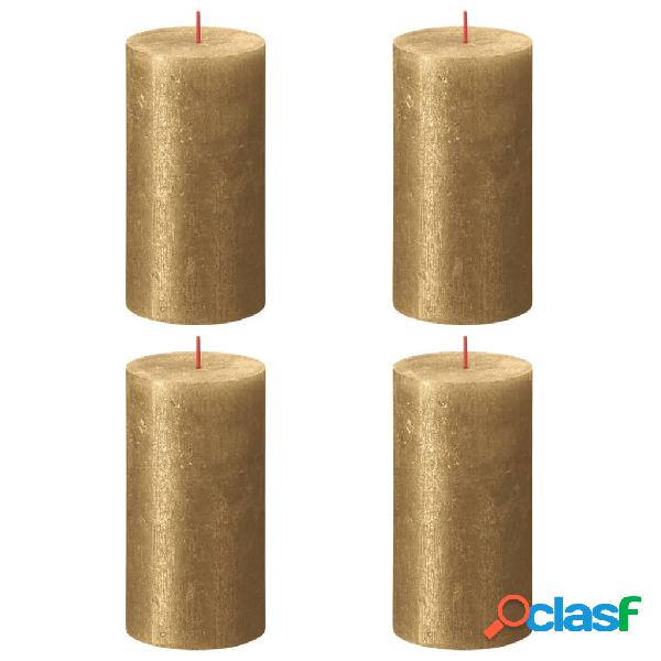 Bolsius Candele Pilastro Rustiche Shimmer 4 pz 130x68 mm Oro