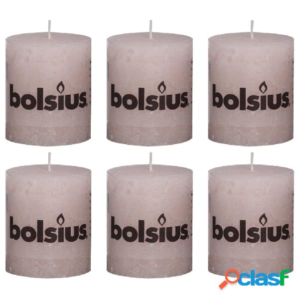Bolsius Candele Rustiche Moccoli 6 pz 80x68 mm Rosa Pastello