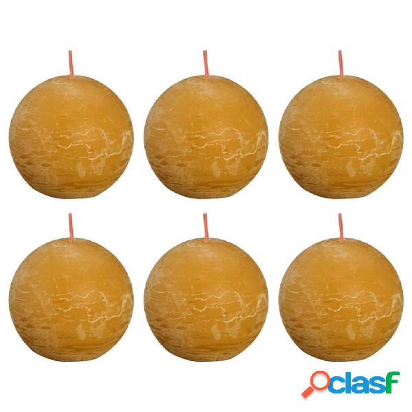 Bolsius Candele a Sfera Shine Rustiche 6 pz 76x190 mm Giallo