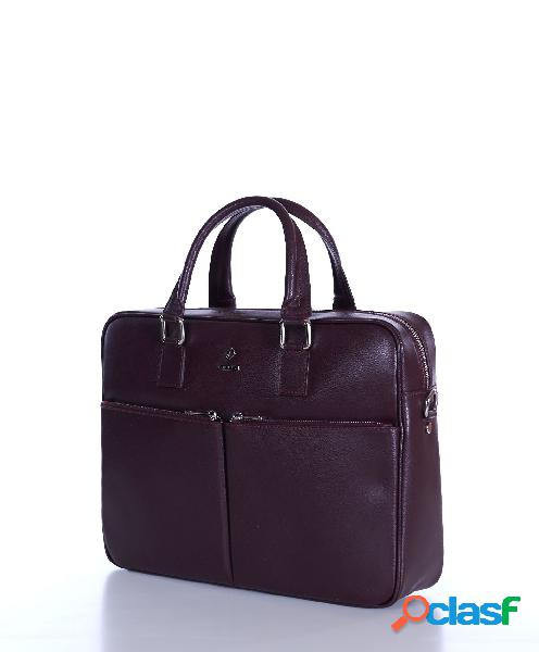 Borsa Ventiquattrore In Pelle Di Vitello Bordeaux Saffiano