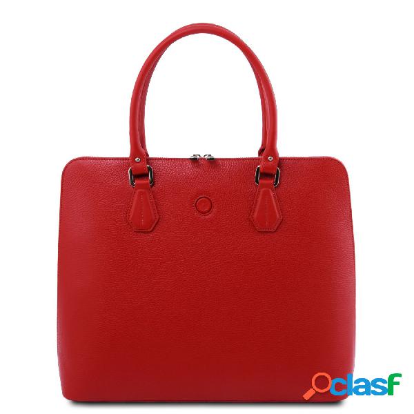 Borsa business in pelle per donna Rosso Lipstick