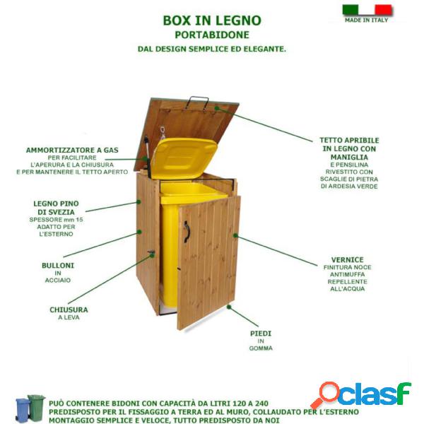Box Portabidoni in legno 74x86xh116 cm ammortizzatore a gas