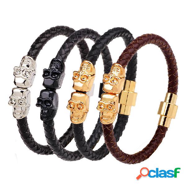 Braccialetti a catena in pelle multicolor con bracciale a