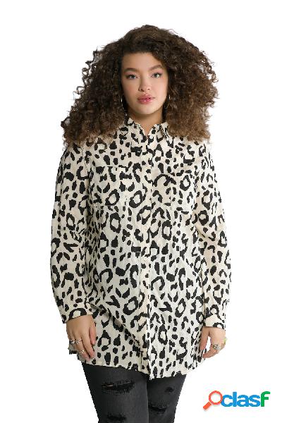 Camicia dal taglio squadrato con stampa leopardata, colletto