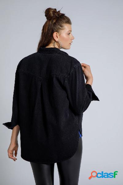 Camicia di jeans, oversize, maniche lunghe, Donna, Nero,
