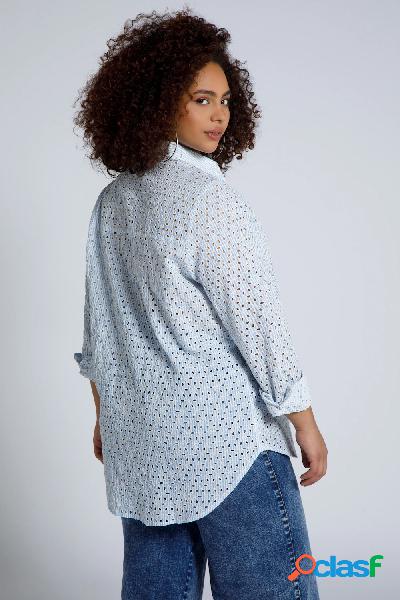 Camicia oversize con pizzo Sangallo e maniche lunghe, Donna,