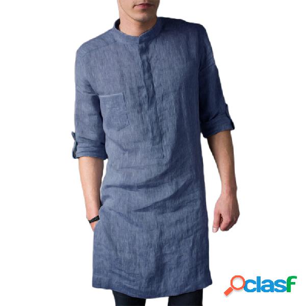 Camicie casual medio lunghe a maniche lunghe con colletto