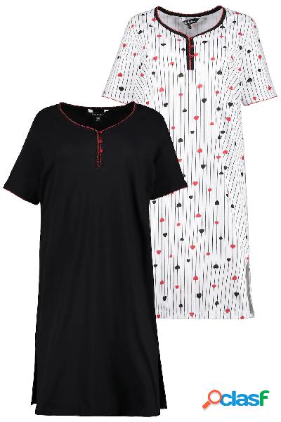 Camicie da notte, confezione doppia, tinta unita/righe e