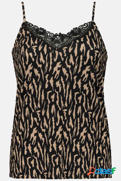 Canottiera, fantasia animalier, spalline sottili, pizzo,