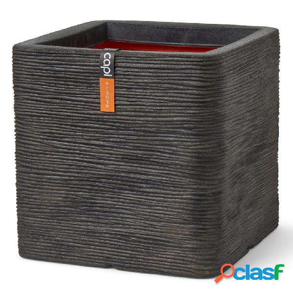 Capi Vaso Nature Rib Quadrato 30x30x30 cm Marrone Scuro