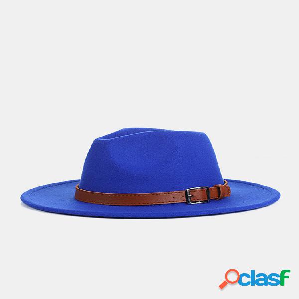 Cappello Fedora in feltro di lana unisex tinta unita con