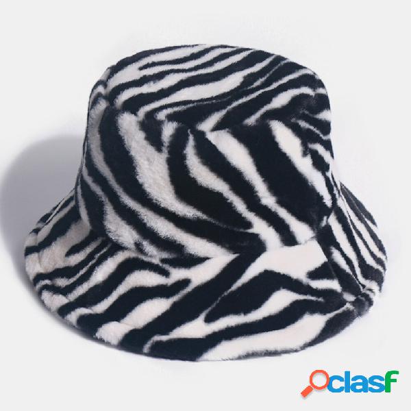 Cappello da pescatore unisex in feltro motivo zebrato più