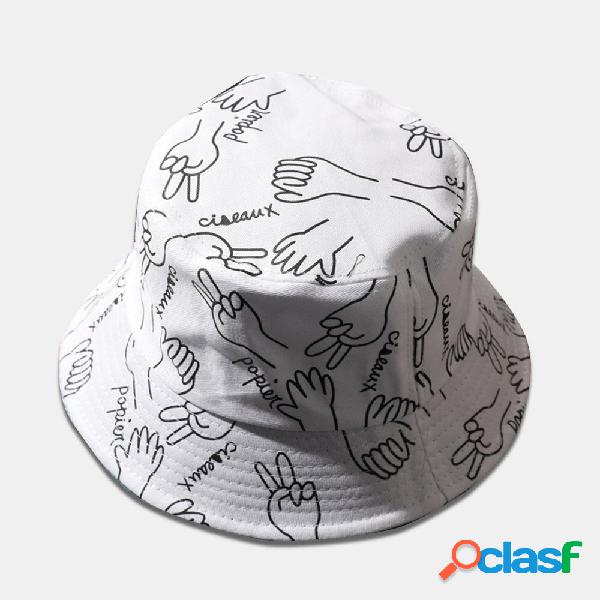 Cappello unisex in cotone con lettere di disegno al tratto