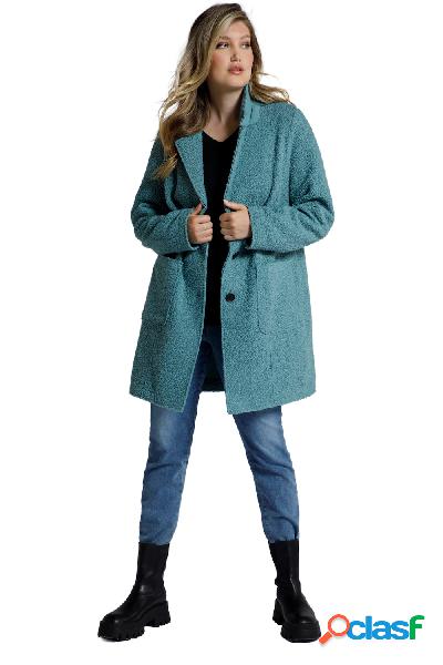 Cappotto con materiale arricciato, colletto con revers e