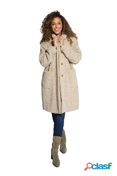 Cappotto con peluche, scollo a revers e abbottonatura,