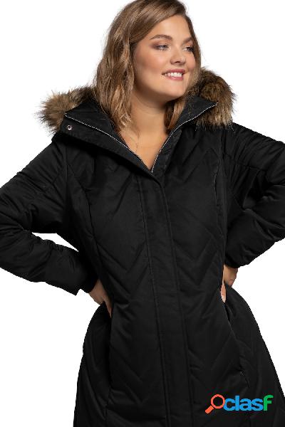 Cappotto trapuntato, spacchetti laterali con zip, cappuccio,