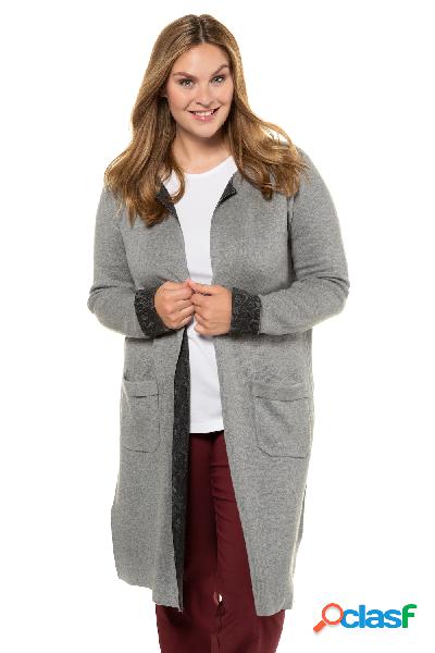 Cardigan double face, pitonato/mélange, design aperto,