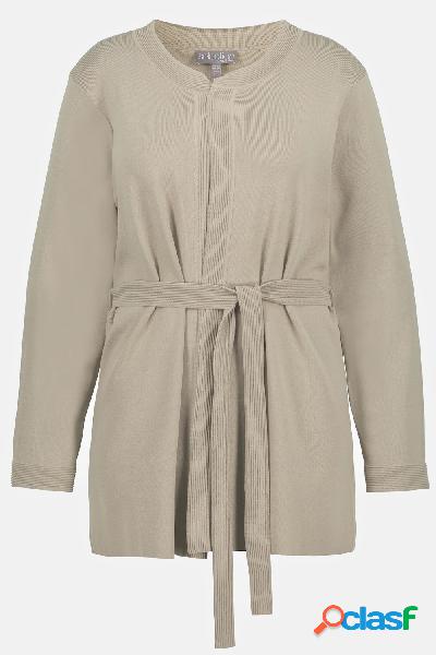 Cardigan lungo e aperto con cintura da annodare e scollo a