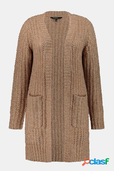 Cardigan, maglia grossa con effetto brillante, design lungo