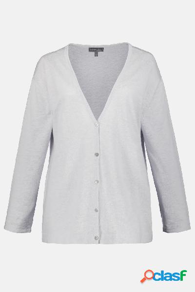 Cardigan oversize con scollo a V e maniche lunghe, in lino