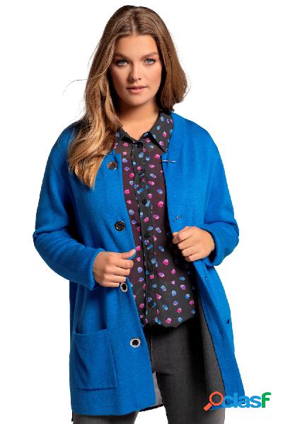 Cardigan, taglio lungo, double face, bottoni di design,
