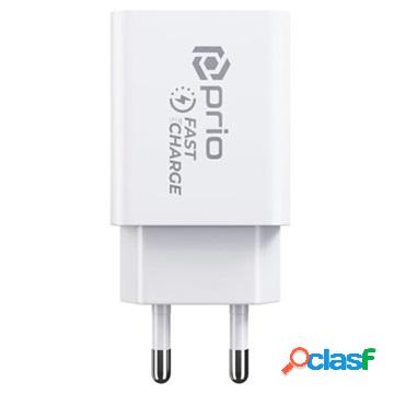 Caricabatterie Prio Fast Charge - 18W, PD3.0, QC3.0 - Bianco