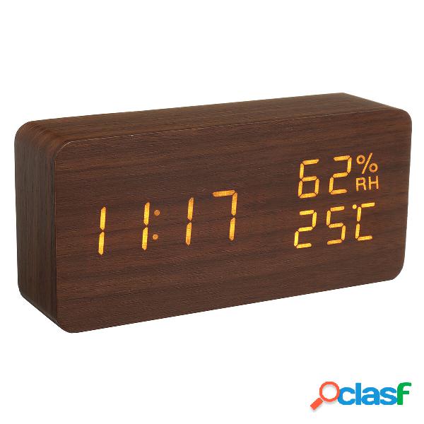 Caricatore USB moderno in legno digitale Termometro in legno
