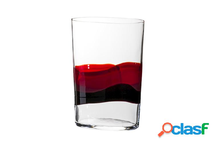 Carlo Moretti Vaso Ovale vetro di Murano fasce rosso e nero