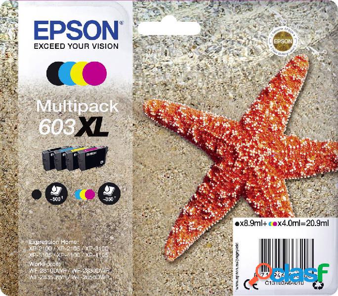 Cartucce combo pack Epson Originale T03A64, 603XL Nero,