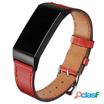 Cinturino in Pelle Fitbit Charge 3 con Connettori - Rosso