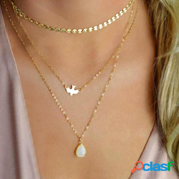 Collana Bohemian Peace Pigeon Collana a più strati Collana