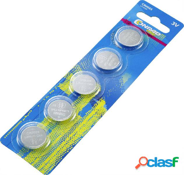Conrad energy Batteria a bottone CR 2025 Litio 160 mAh 3 V 5