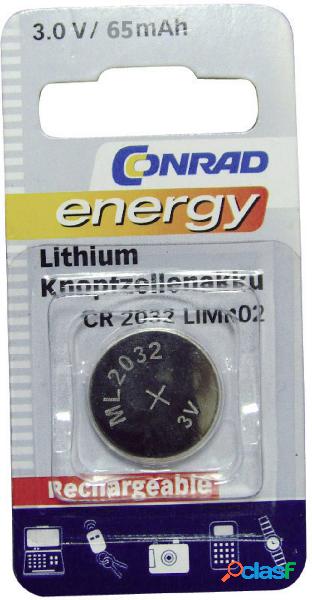 Conrad energy CR2032 Batteria ricaricabile a bottone ML 2032