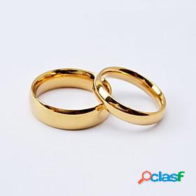 Couple Rings Classic Golden Black Titanium Steel Gold Plated