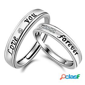 Couple Rings Classic Silver Letter Copper Silver-Plated 2pcs